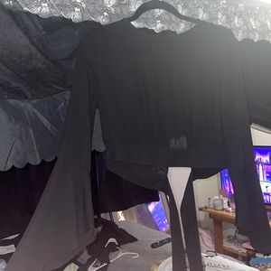 Women’s black tie in the back top